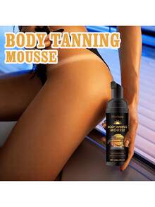 3pcs, Bronze Self-Tanning Oil Moisturizing & Hydrating . Quick Color Development . Long-Lasting Results Suitable For Arms, Legs, Back, And Face For All Skin Types Summer Skincare . Self-Tanning . Face & Body Moisturizer Bronzing Powder Suitable For All Skin Types - Black - View 1