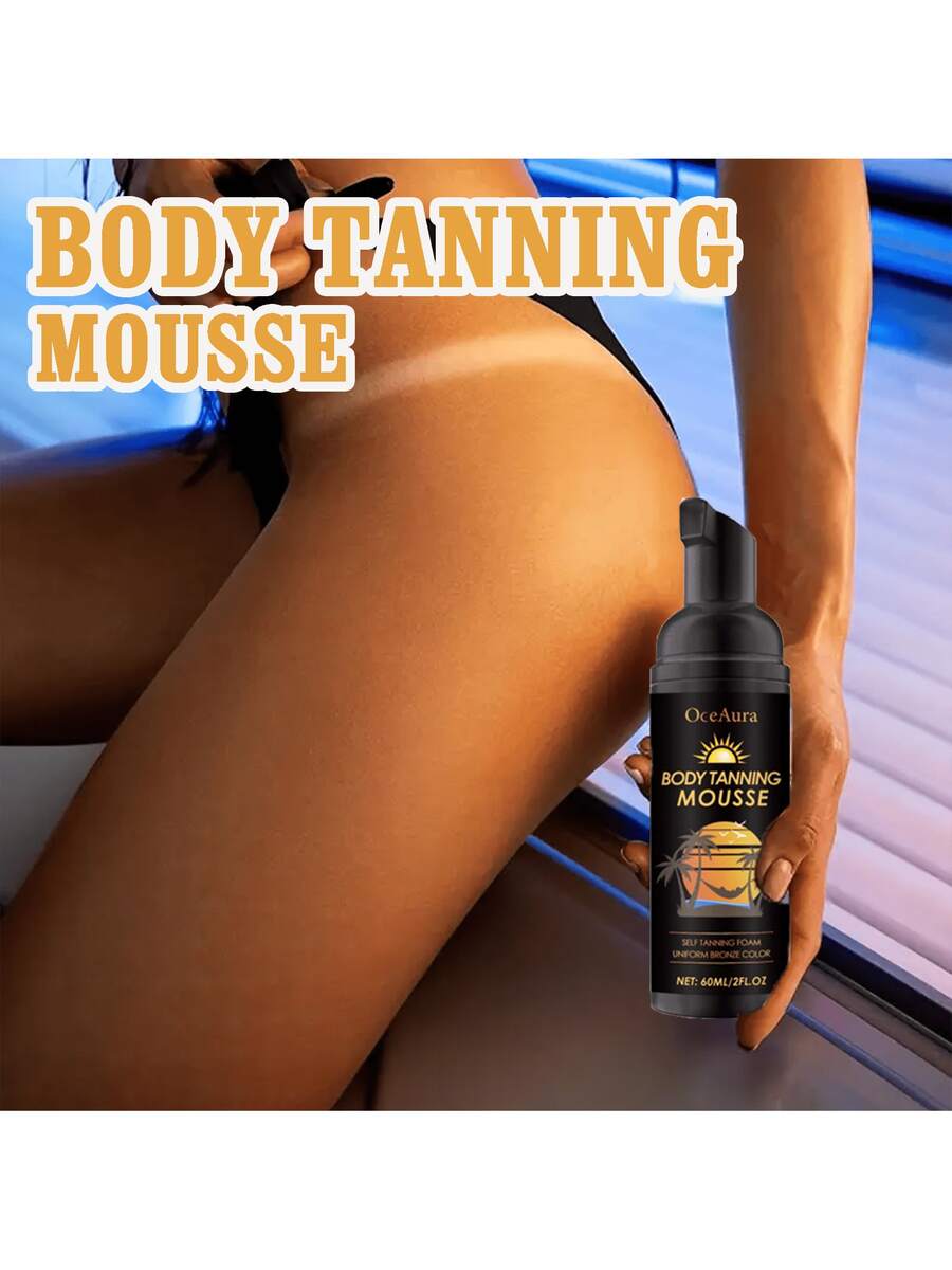 3pcs, Bronze Self-Tanning Oil Moisturizing & Hydrating . Quick Color Development . Long-Lasting Results Suitable For Arms, Legs, Back, And Face For All Skin Types Summer Skincare . Self-Tanning . Face & Body Moisturizer Bronzing Powder Suitable For All Skin Types - Black - View 1