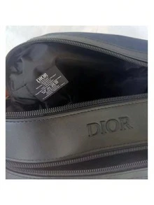 Christian Dior 1pc Navy Blue Travel Organizer Bag, Dual Zipper Closure, Luxury Toiletry Bag, Portable Handheld Cosmetic Bag, Makeup Tool Storage Pouch, Travel Makeup Bag, High-End Ladies Bag, Daily Cosmetic Bag, Room Decor, Bag, Cosmetic Bag, Vanity, Makeup Bag, Storage Bag, Storage Pouch, Cosmetic Bag, Toiletry Bag, Makeup Bag - Navy Blue - View 4