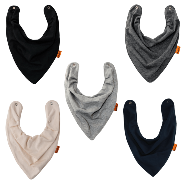 Kit 5 Babadores Bandana BabaBoo Para Meninos Impermeáveis | Conforto e Estilo em Tons Neutros