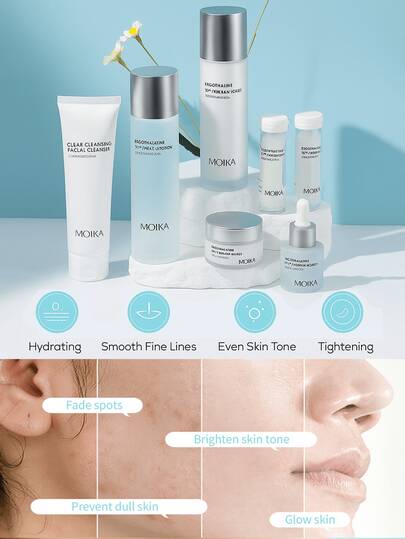 Meriva Juegos para el cuidado de la piel de la cara de arroz, Conjuntos para el cuidado de la piel,juego de 7 productos para el cuidado de la piel, Conjuntos para el cuidado de la piel,juego de regalo hidratante para el cuidado de la piel para mujeres y niñas, kit de cuidado facial que incluye máscara de arroz, limpiador, crema para ojos, suero facial, crema facial, tónico, Tratamientos y Serums Faciales