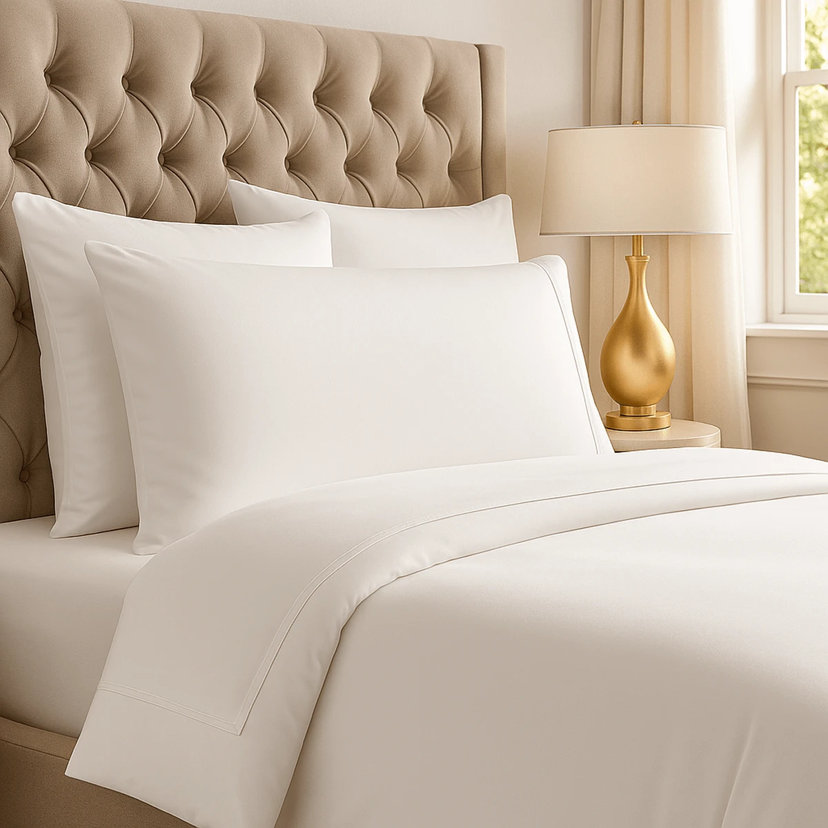 400 Thread Count Percale Sheet Set - 白色 - 查看 1