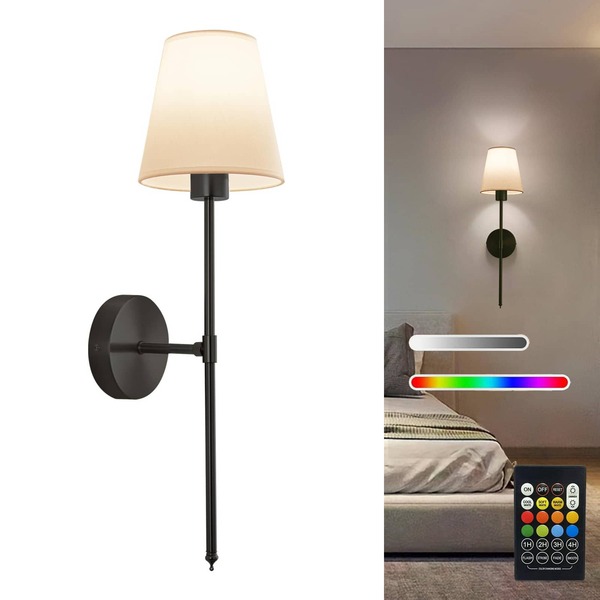 Rechargeable Wall Lights With 2000mAh Dimmable Detachable Bulbs And Remote, 10 Colors Wireless Wall Lamps For Bedroom Living Room Hallway Decor