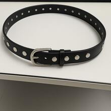 1pc Women's Gold/Silver Punk Y2K Round Rivet Buckle Belt, Versatile Accessory Belt For Daily Wear - Multicolor - View 15