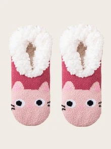 1 Pair Adult Women's/Couples' Thick Thermal Lined Non,Slip Socks, Indoor Home Floor Socks With Silicone Grips, Autumn/Winter, Cozy Socks