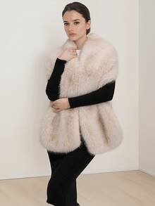 1pc Women's Fluffy Warm Shawl, Elegant Fashion Versatile Scarf, Great For Photos For Dress