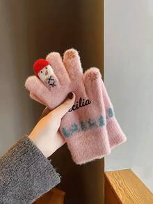 Personalized Name/Text Snowman Plush Winter Gloves - Christmas Hand Warmer With Fuzzy Cuff, Unisex, Cold Weather Gloves Suitable For Outdoor Activities, Parties And Gifts (Add Your Name) - Multicolor 5 - View 17