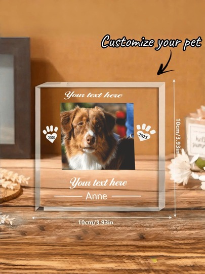 1pc Customized Pet Memorial Gift, Dog/Cat Memorial Gift, Pet Memorial Gift, Dog Memorial Gift, Cat Memorial Gift, Customized Dog/Cat Photo Memorial Gift, Paw Print On Glass Memorial Coin, Personalized Cat Photo Gift