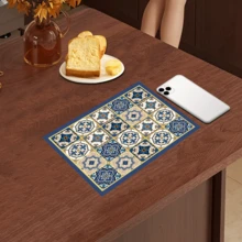 1 pieza Felpudo retro de cocina impermeable con estampado de cuadros, súper absorbente, oculta manchas, base de goma antideslizante, felpudo multiusos para mesa de comedor y cocina, apto para máquina de café, escurridor de platos, mesa de café, con base absorbente y antideslizante, aplicable para cafetera, máquina de espresso, felpudo decorativo - Multicolor - Ver 13
