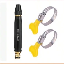 高压洗车水枪喷嘴，家用高压水枪，适用于冲洗、浇灌植物和蔬菜，配有不锈钢水管夹 - 彩色 - 查看 8