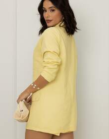 Women's Set: Double Blazer And Casual Shorts - Màu vàng - Xem 2