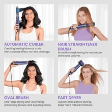 ATOPSKINS 5-In-1 Multi-Function Hot Styling Brush & Curling Iron | 3 Temperature Settings, 5 Interchangeable Heads For Curls, Waves, Smooth Styles | Detachable Design, Auto Curling | Versatile Professional Hair Styling Tool, Compact & Portable - 美規A型插(110-127V) - 查看 8