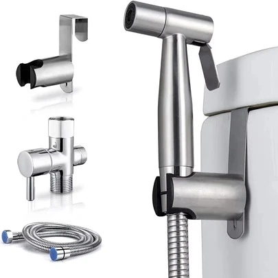 Stainless Steel Sitz Shower Nozzle Accessory With Hose Kit -304 Stainless Steel Sitz Shower Gun, Adjustable Water Pressure And One Handed Lever Control, Suitable For Toilets, Baby Washing, Pet Bathing, Etc., Easy To Use