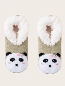 1 Pair Adult Women's/Couples' Thick Thermal Lined Non,Slip Socks, Indoor Home Floor Socks With Silicone Grips, Autumn/Winter, Cozy Socks