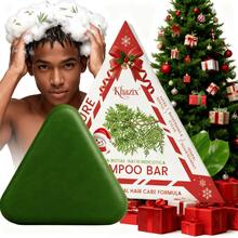 100g Handmade Cypress Leaf Shampoo Bar, Christmas Gift & Souvenir, Ingredients: Usmangrass, Ginseng, Fo-Ti, Jojoba Seed Oil, Soapberry, Mulberry Leaf Extract. Shampoo Bar For Hair Nourishment, Strengthening, Oil Control And Dandruff Reduction, Ideal Gift For Family And Friends