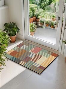 1 件软橡胶厨房地垫，3.5 毫米厚厨房地毯，抽象艺术拼布设计，吸水厨房地垫，可裁剪以适应厨房，表面织物，中间海绵层，底部橡胶层，适用于厨房地毯、厨房装饰、婚礼装饰、家居装饰、浴室地垫、入口地垫、洗衣房地垫、走廊地毯、客厅地垫等。 - 彩色 - 查看 8