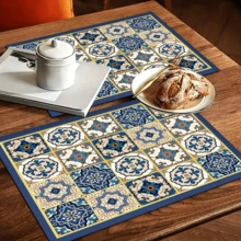 1 pieza Felpudo retro de cocina impermeable con estampado de cuadros, súper absorbente, oculta manchas, base de goma antideslizante, felpudo multiusos para mesa de comedor y cocina, apto para máquina de café, escurridor de platos, mesa de café, con base absorbente y antideslizante, aplicable para cafetera, máquina de espresso, felpudo decorativo - Multicolor - Ver 9