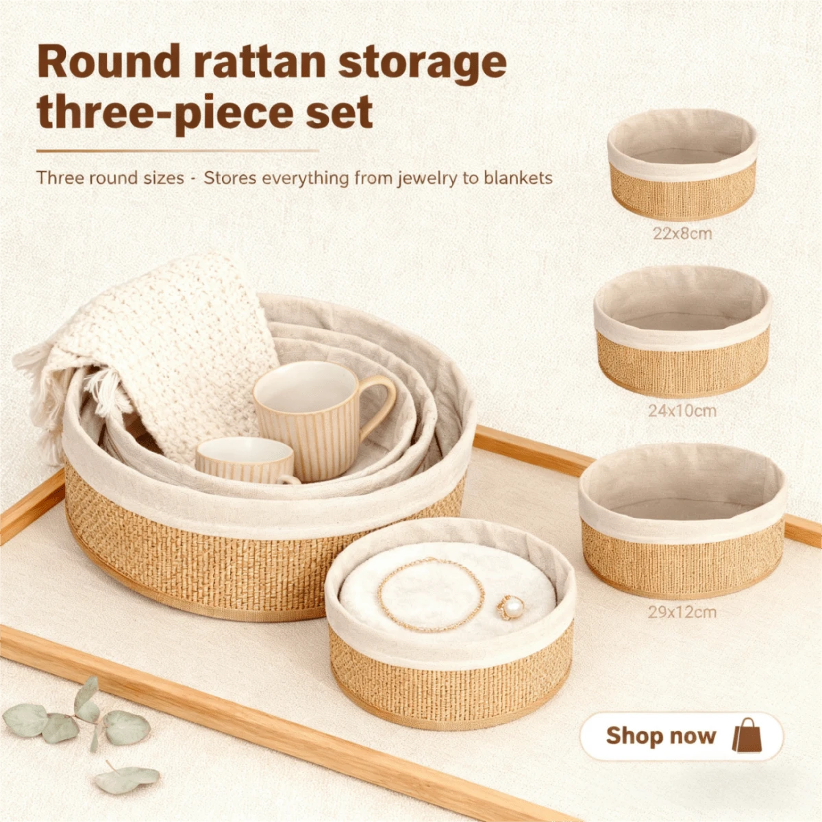 Storage Baskets - 圓形-白 - 查看 1