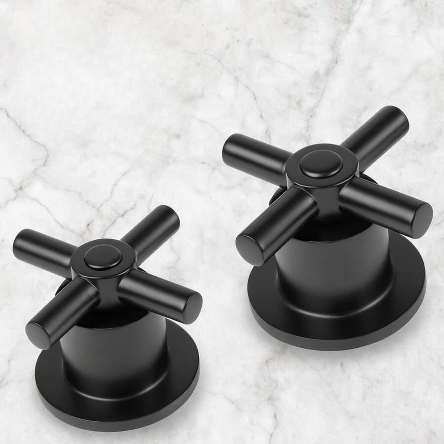 Juego De Manerales Para Regadera Tipo Crucetas Negro Mate - Negro - Ver 1