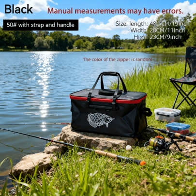 1 bolsa de pesca portátil de EVA, balde de pesca dobrável, caixa para peixes vivos, recipiente de água para acampamento, bolsa para armazenamento de equipamentos de pesca, balde de peixe dobrável multifuncional sem bomba, balde de lavagem de carro multifuncional.