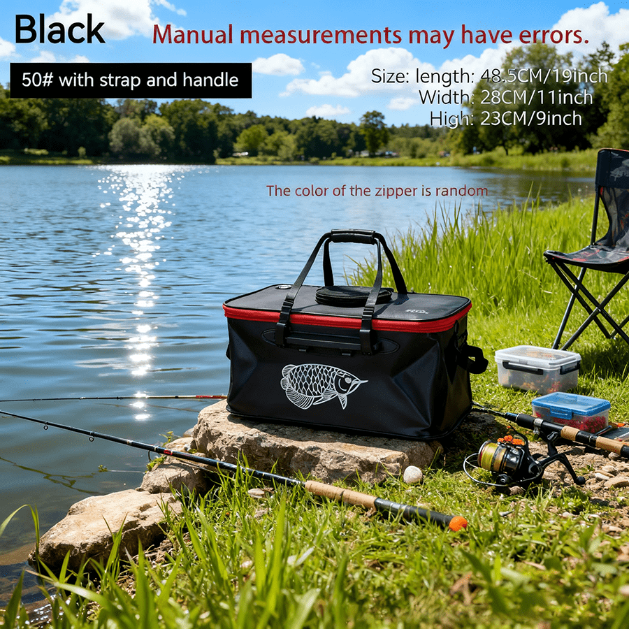 1 pièce Sac de pêche portable EVA, seau de pêche pliable, boîte à poissons vivants, conteneur d'eau de camping, sac de rangement pour équipement de pêche, seau de pêche pliable multifonctionnel sans pompe, seau de lavage de voiture multifonctionnel