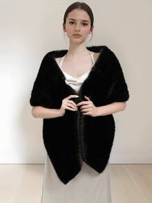 1pc Women's Fluffy Warm Shawl, Elegant Fashion Versatile Scarf, Great For Photos For Dress