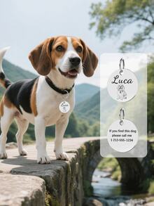 Placa de identificação personalizada com foto do seu pet, gravada a laser, redonda, acessório anti-perda para coleira, presente de Natal para pets, presente criativo para amantes de animais, casais, amigos e colegas de classe. - Multicolorido - Ver 2