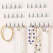 5 piezas Organizador de joyas para colgar en la pared con ganchos adhesivos transparentes para el armario y el baño, soporte multiusos para collares, pulseras y aretes, almacenamiento para llaves y anillos, sin necesidad de taladrar, ganchos de acrílico transparente ahorradores de espacio para decoración moderna del hogar, fácil de instalar y duradero, ideal para espacios pequeños, mantiene las joyas ordenadas y accesibles, y es un regalo pensado para amantes de la moda - Multicolor - Ver 1