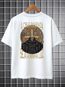 Religious Christian T-Shirt Saint Benedict God Jesus Catholic Shirt Blouse Unisex Men's Women's 100% Cotton Top Premium Streetwear New Release Immediate Shipping Various Colors Black White!! Plus Size - 白色 - 查看 1