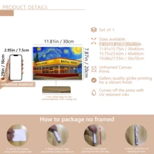 1 pièce Affiche murale vintage, Impression sur canevas du ciel étoilé coloré et de la Waffle House - Art mural vibrant de style Vincent Van Gogh, Art amusant, avec ou sans cadre, décoration de chambre, décoration de maison, décoration de dortoir universitaire, cadeaux pour la décoration murale dans l'hôtel, la maison, le salon, la chambre, la salle de bain et le bureau