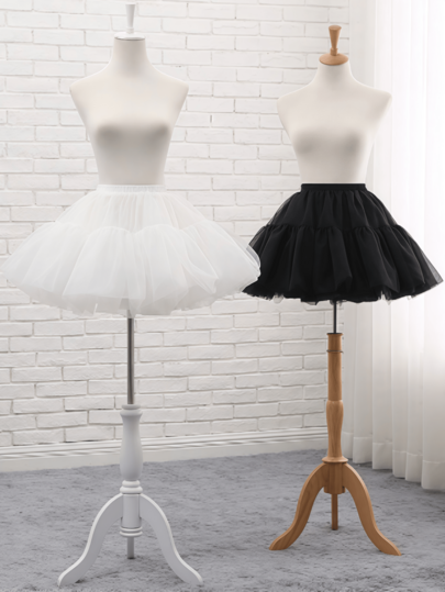1pc Women's 45cm Lolita Petticoat, Daily Soft Tulle Crinoline, A-Line Puffy Skirt For Birthday, Christmas Party, Cosplay, High Waist Elegant