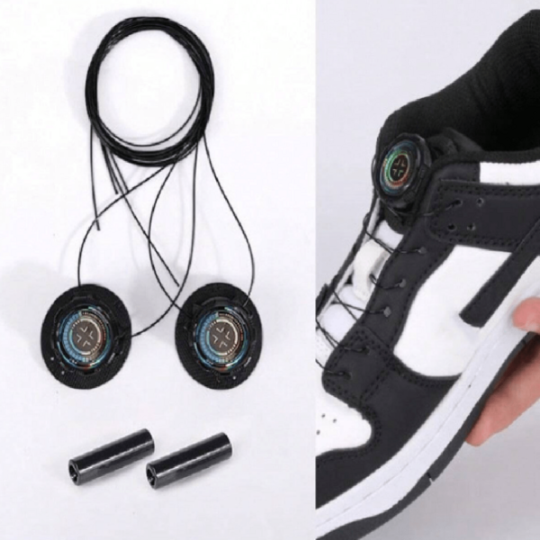 1 par de cordones sin atar elásticos y con botón giratorio, sujetadores de cordones elásticos y de bloqueo unisex para zapatos deportivos