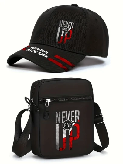 Zestaw 1/2 czapek baseballowych i torby crossbody z nadrukiem Cool Bear, unisex, czapka z zakrzywionym daszkiem i torba, modna w stylu ulicznym, sportowa, regulowana, świetny prezent dla siebie lub znajomych