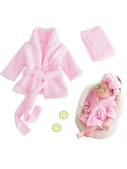 Set di accappatoio con cappuccio per neonati, outfit con pantofole per servizio fotografico bambino/bambina, set di abbigliamento costume per bambini