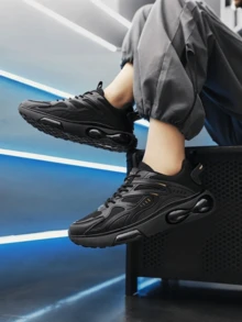 Zapatillas deportivas transpirables de malla para Hombres, Tenis Deportivos Hombre ,Zapatos Casuales con Suela Gruesa negra, Antideslizantes y Duraderos, Nuevos zapatos casuales para hombre.Zapatos cómodos para correr al aire Libre ,Zapatos para correr al aire libre para hombresTenis caballeros, Tenis Negros para Hombre - Oro negro - Ver 8