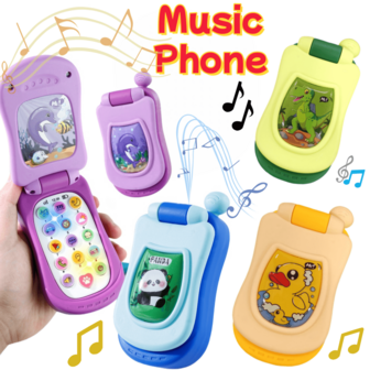 Izengate 2件套儿童手机玩具，多功能可爱造型幼儿玩具，发光音乐玩具，早教玩具，大尺寸仿真手机玩具，适合圣诞节/万圣节生日礼物