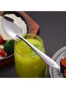 1/5/10 piezas Cucharas de acero inoxidable de alta resistencia - Utensilios de cocina comercial y doméstica, diseño de mango largo, adecuado para restaurantes, fiestas, banquetes - Elegantes cucharas de postre, regalos ideales para exhibición de servicio (Juego de 1/5/10 piezas), Vajilla de restaurante, Superficie pulida, Diseño elegante, Cubertería duradera