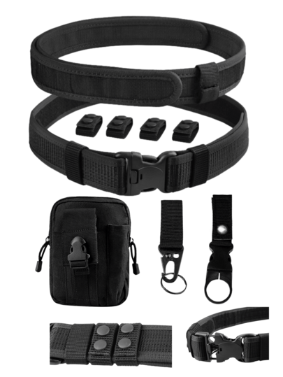 5pcs Outdoor 2-In-1 Tactical Belt, Durable Nylon, Adjustable Buckle, Waist Pouch, Carabiner. MOLLE System, Suitable For Survival, Hunting And Tactical Use, Tactical Gear, Christmas Old Money Vintage Autumn/Fall Urban Outfit Classic Christmas Winter Fashion Daily Men Boyfriend Gift