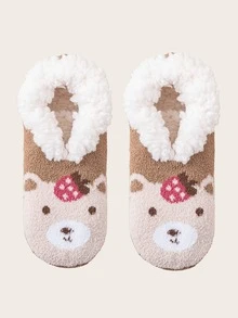 1 Pair Adult Women's/Couples' Thick Thermal Lined Non,Slip Socks, Indoor Home Floor Socks With Silicone Grips, Autumn/Winter, Cozy Socks