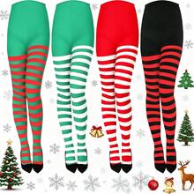 女士圣诞保暖加厚过膝袜，及膝长袜，可爱毛绒绒带蝴蝶结绒球不透明条纹过膝长袜，秋冬季保暖地板袜，女士日常穿着袜（颜色随机） - 彩色 - 查看 14