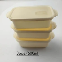 3个装多用途加厚透明密封食品储物盒，长方形冰箱冷冻室收纳盒，微波炉塑料容器（大/中/小）