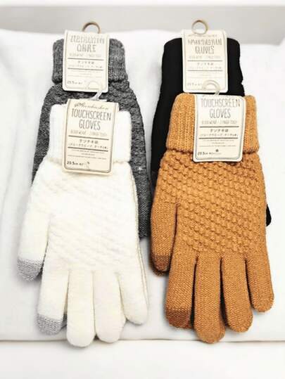 Guantes térmicos de invierno para parejas, hombres y mujeres, con diseño estampado, compatibles con pantalla táctil, forrados de forro polar y engrosados, adecuados para ciclismo de invierno