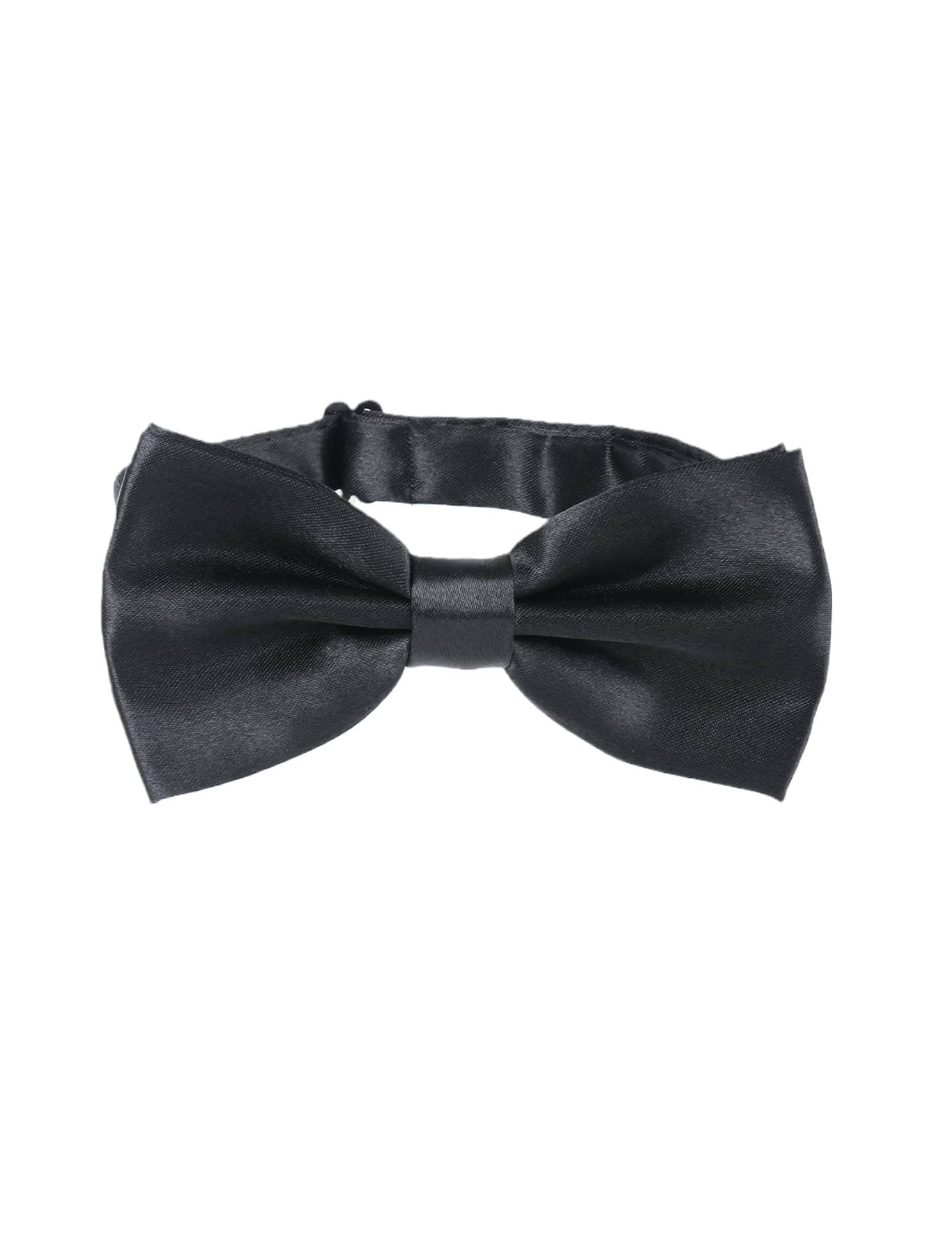 1pc Men Solid Color Bow Tie, Double-Layered Polyester Tie For Groom, Groomsman, Waiter, Bowknot Men Necktie