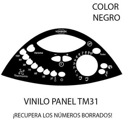 APCym Vinilo Adhesivo para Panel de Botones Thermomix Color NEGRA TM31 Alta Calidad para Botonera TM31 Pegatinas decorativas compatibles con robot de cocina Thermomix , diseño de accesorios de cocina, resistente al agua, autoadhesiva