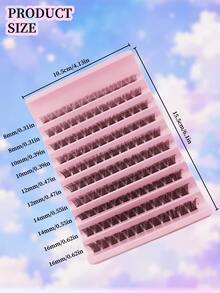 120 piezas Kit de extensión de pestañas - Kit de pestañas DIY con pestañas en racimo con rizo D, pestañas individuales, racimos de pestañas, pestañas postizas para un aspecto natural, pestañas postizas reutilizables, racimos de pestañas esponjosas, pestañas de volumen para un maquillaje de ojos completo - Negro - Ver 4