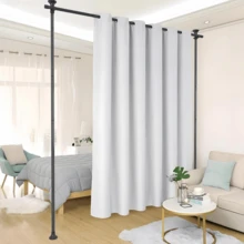 1pc Black/White Room Divider Curtain Rod Vertical Tension Expandable Pole Space Partition Bedroom No Drill Hanging Curtain Divider Curtain Rod - Heavy Duty Freestanding Room Divider, Suitable For Studio And Home, Metal Partition - Multicolor - View 13