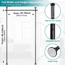 1pc Black/White Room Divider Curtain Rod Vertical Tension Expandable Pole Space Partition Bedroom No Drill Hanging Curtain Divider Curtain Rod - Heavy Duty Freestanding Room Divider, Suitable For Studio And Home, Metal Partition - Multicolor - View 4