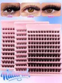 120 piezas Kit de extensión de pestañas - Kit de pestañas DIY con pestañas en racimo con rizo D, pestañas individuales, racimos de pestañas, pestañas postizas para un aspecto natural, pestañas postizas reutilizables, racimos de pestañas esponjosas, pestañas de volumen para un maquillaje de ojos completo - Negro - Ver 2