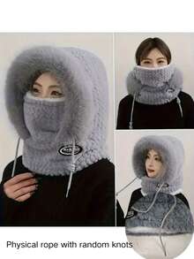 3-In-1 Women's Plush Scarf, Neck Warmer And Ear Muff Riding Hat, Suitable For Outdoor Activities And Holiday Events, Winter Accessories, Cold Weather Gear, Comfortable Headwear, Snug Fit, Soft Fabric, Hand Wash Only, Multifunctional Accessory, Neck Warmer Hat, Suitable For Holiday Enthusiasts, Outdoor Enthusiasts, Winter Hat With Ear Flaps, Women's Ear Muffs, Women's Hat, Women's Winter Hat - Multicolor - View 16