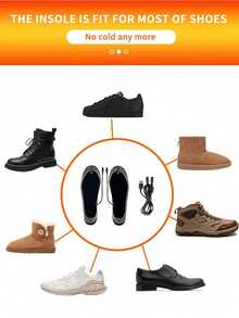 1双USB加热鞋垫，男女通用可调节加热垫，电加热鞋垫